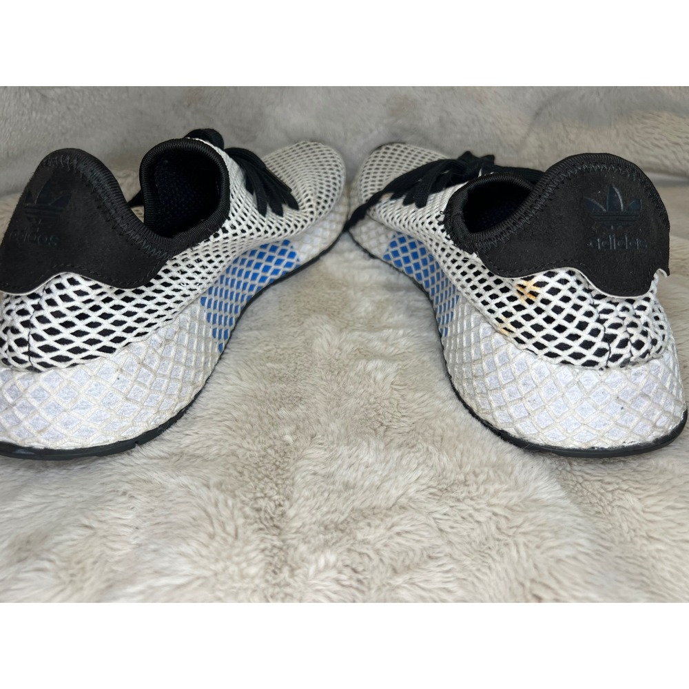 Adidas Mens Deerupt Runner Mesh Webbed Sneakers White Black Blue Size 10 - Picture 12 of 12